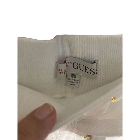 Guess Women's White Cropped Linen Pants Size M Casual Summer - Picture 3 of 3